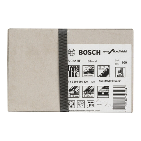 Bosch Säbelsägeblatt S 922 HF, Flexible for Wood and Metal