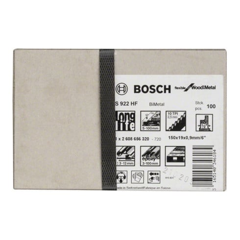 Bosch Säbelsägeblatt S 922 HF, Flexible for Wood and Metal