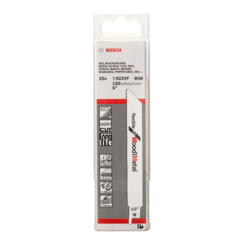 Bosch Säbelsägeblatt S 922 VF, Flexible for Wood and Metal