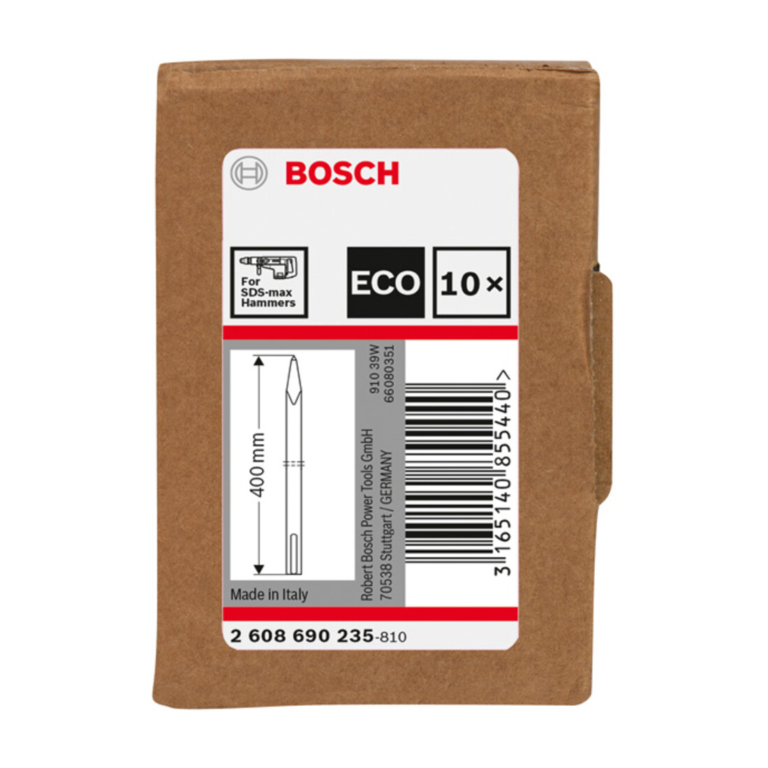 Bosch Scalpello a punta con attacco SDS max, 400mm, 10pz.