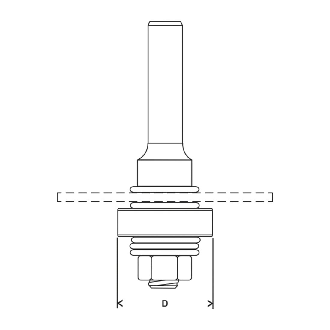 Bosch Schaft für Scheibennutfräser mit Anlaufkugellager 8 mm D 22 mm G 60,3 mm