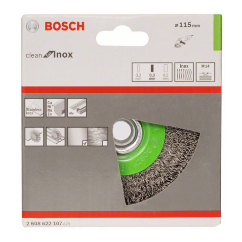 Bosch Scheibenbürste Clean for Inox gewellt rostfrei 115 mm 0,3 mm 8500 U/min,M14