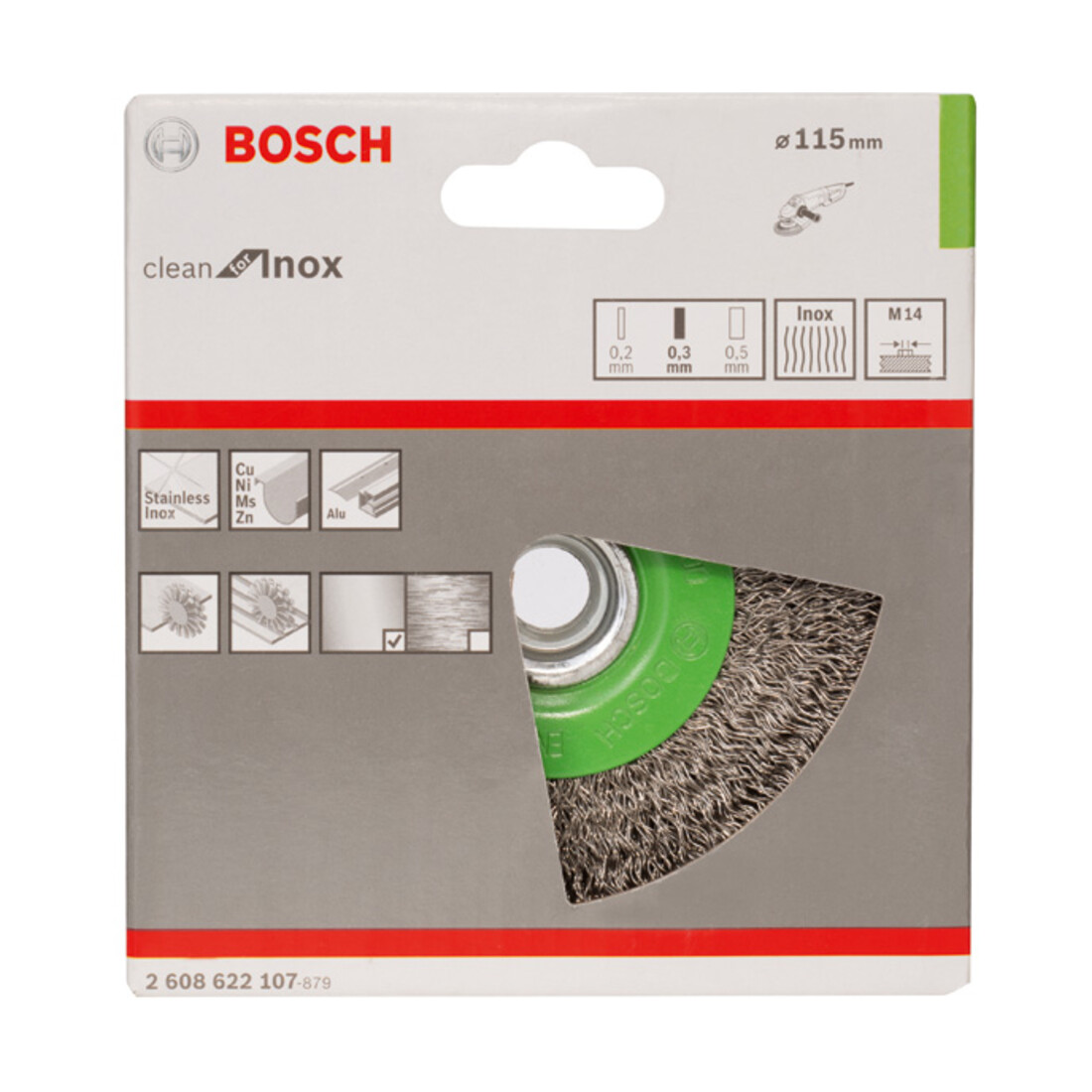 Bosch Scheibenbürste Clean for Inox gewellt rostfrei 115 mm 0,3 mm 8500 U/min,M14