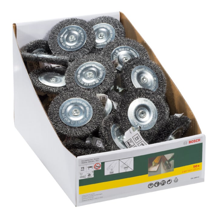 Bosch Scheibenbürste für Bohrmaschinen, gewellter Draht, 75 mm, 10 mm