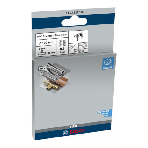 Bosch Scheibenbürste gewellt rostfrei 100 mm 0,3 mm 10 mm 4500 U/ min
