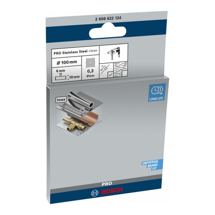 Bosch Scheibenbürste gewellt rostfrei 100 mm 0,3 mm 10 mm 4500 U/ min