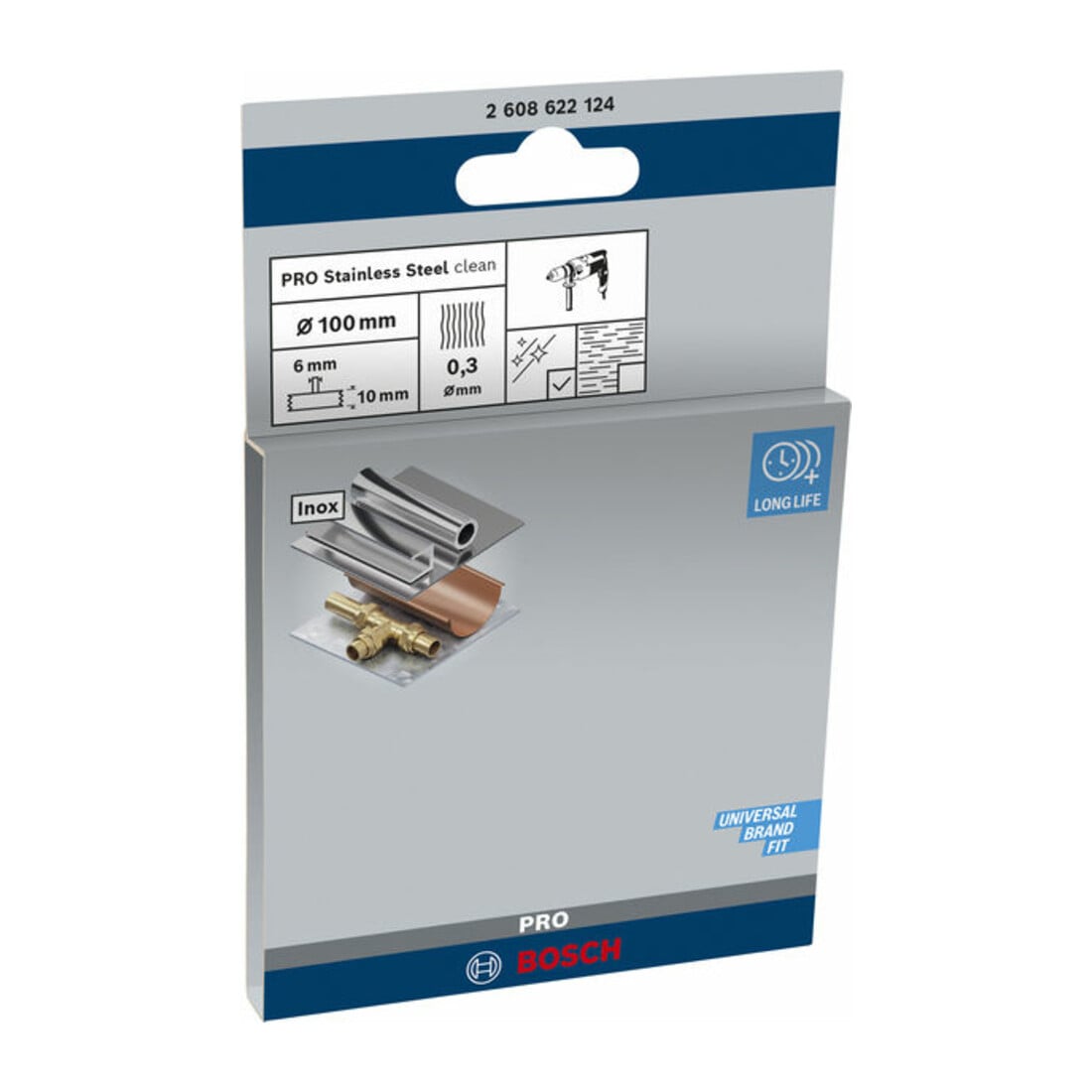 Bosch Scheibenbürste gewellt rostfrei 100 mm 0,3 mm 10 mm 4500 U/ min