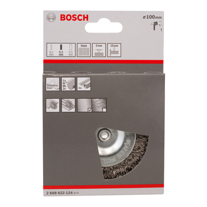 Bosch Scheibenbürste gewellt rostfrei 100 mm 0,3 mm 10 mm 4500 U/ min