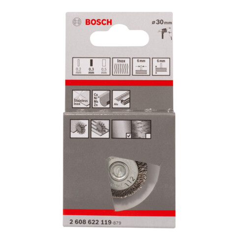 Bosch Scheibenbürste gewellt rostfrei 30 mm 0,3 mm 6 mm 4500 U/ min