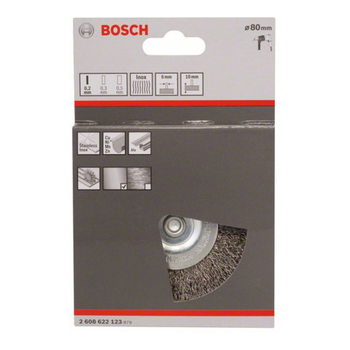 Bosch Scheibenbürste gewellt rostfrei 80 mm 0,2 mm 4 mm 4500 U/ min