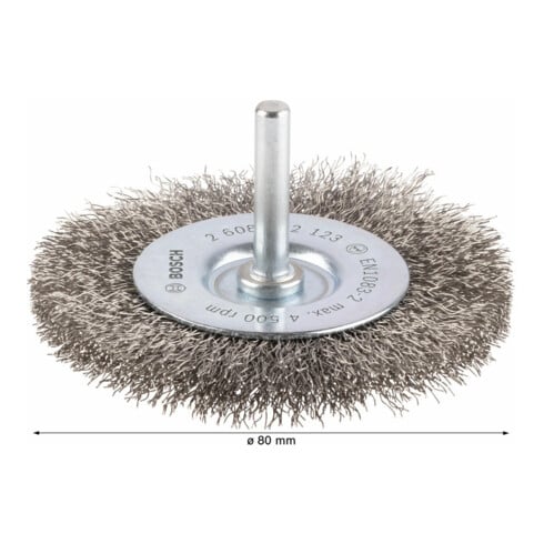 Bosch Scheibenbürste gewellt rostfrei 80 mm 0,2 mm 4 mm 4500 U/ min