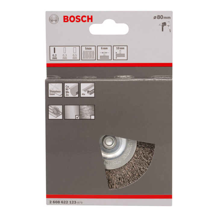 Bosch Scheibenbürste gewellt rostfrei 80 mm 0,2 mm 4 mm 4500 U/ min