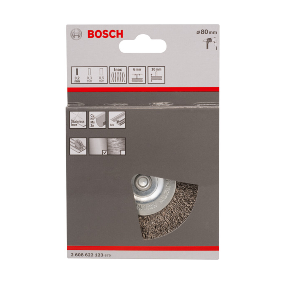 Bosch Scheibenbürste gewellt rostfrei 80 mm 0,2 mm 4 mm 4500 U/ min