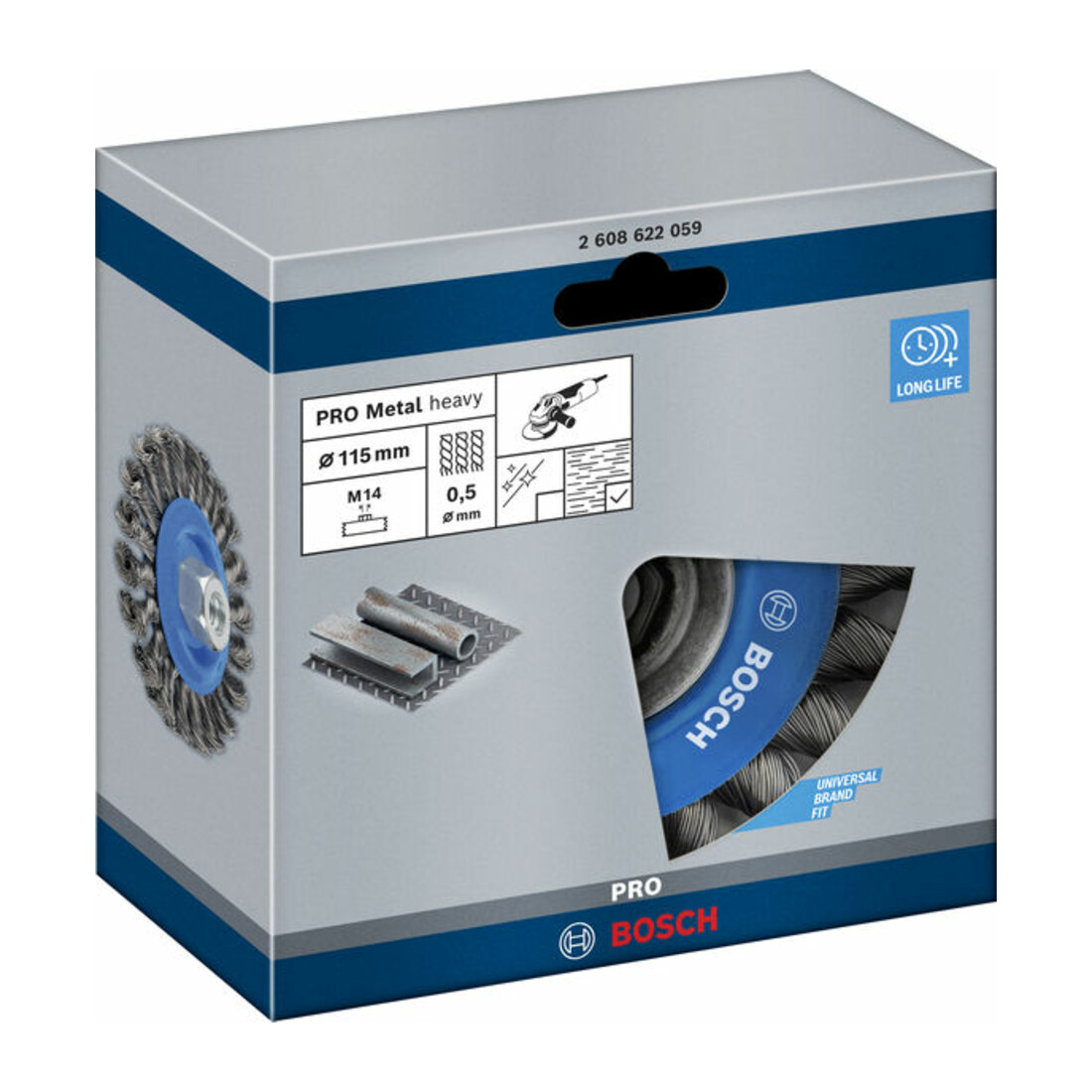 Bosch Scheibenbürste gezopft 115 mm 0,5 mm 12 mm 12500 U/min M14