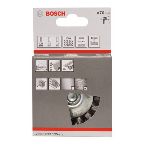 Bosch Scheibenbürste gezopft rostfrei 70 mm 0,35 mm 14 mm 4500 U/ min