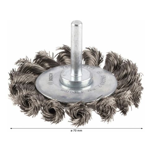 Bosch Scheibenbürste gezopft rostfrei 70 mm 0,35 mm 14 mm 4500 U/ min
