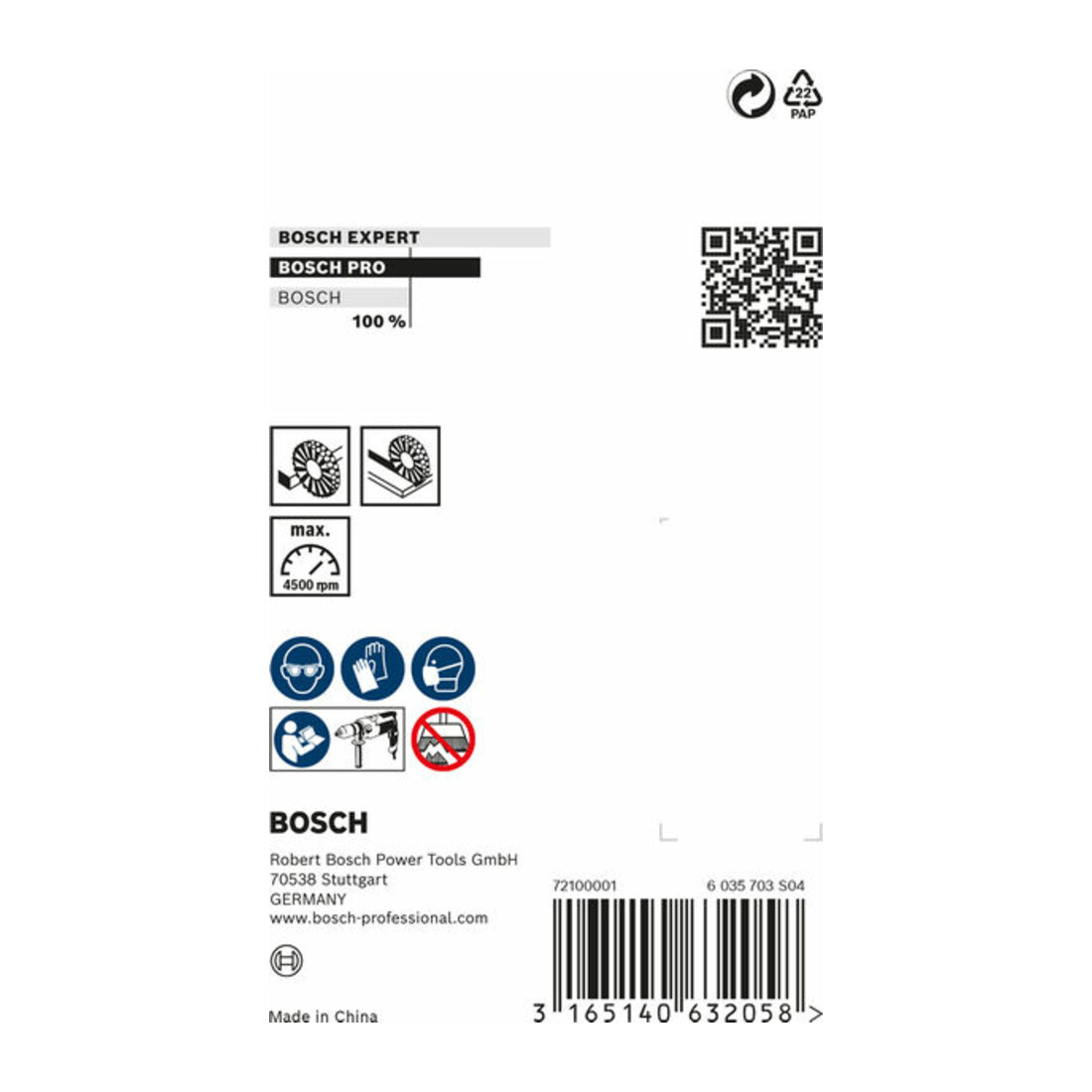 Bosch Scheibenbürste gezopft rostfrei 70 mm 0,35 mm 14 mm 4500 U/ min