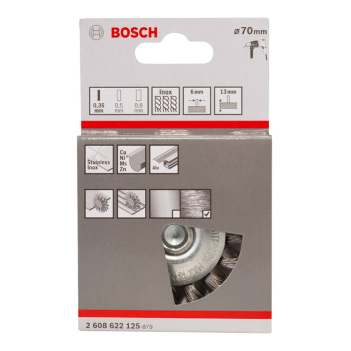 Bosch Scheibenbürste gezopft rostfrei 70 mm 0,35 mm 14 mm 4500 U/ min
