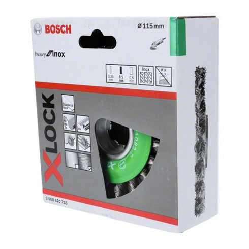 Bosch Scheibenbürste X-LOCK Heavy for Inox gezopft rostfrei 115 mm x 0,5 mm 