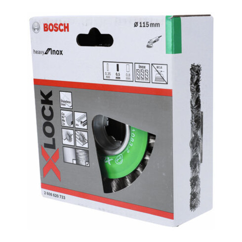 Bosch Scheibenbürste Heavy for Inox X-LOCK gezopft rostfrei 115 mm 0,5 mm