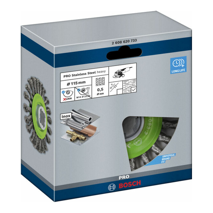 Bosch Scheibenbürste Heavy for Inox X-LOCK gezopft rostfrei 115 mm 0,5 mm