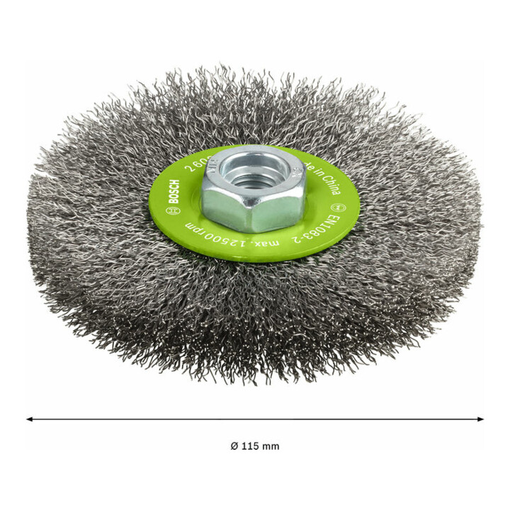 Bosch schijfborstel Clean voor Inox gegolfd roestvrijstaal 115 mm 0,3 mm 8500 omw/min,M14