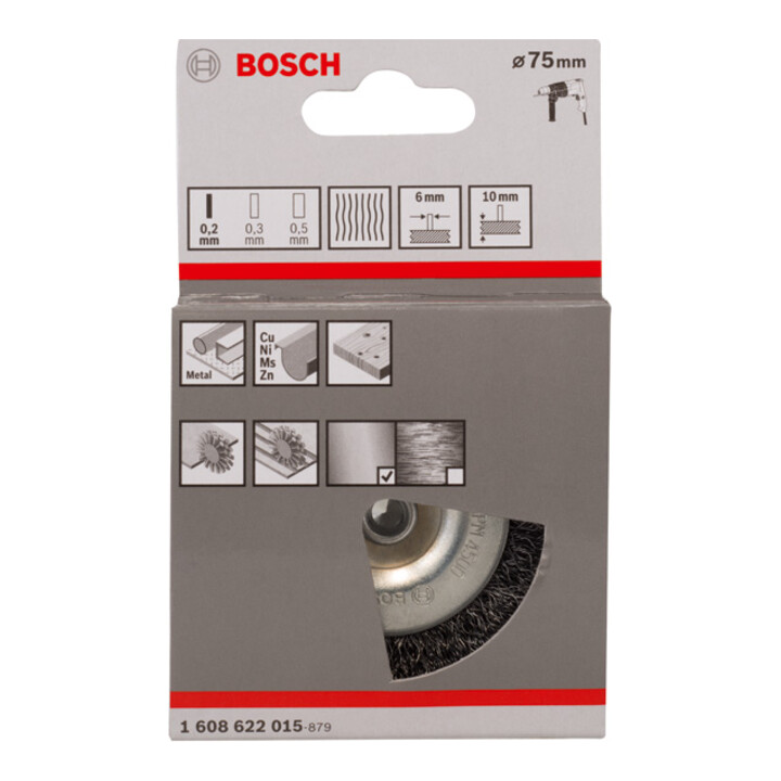 Bosch schijfborstel gegolfd 75 mm 0,2 mm 10 mm 4500 tpm
