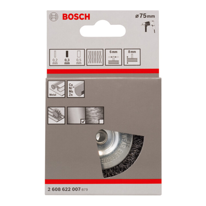 Bosch schijfborstel gegolfd 75 mm 0,3 mm 8 mm 4500 tpm