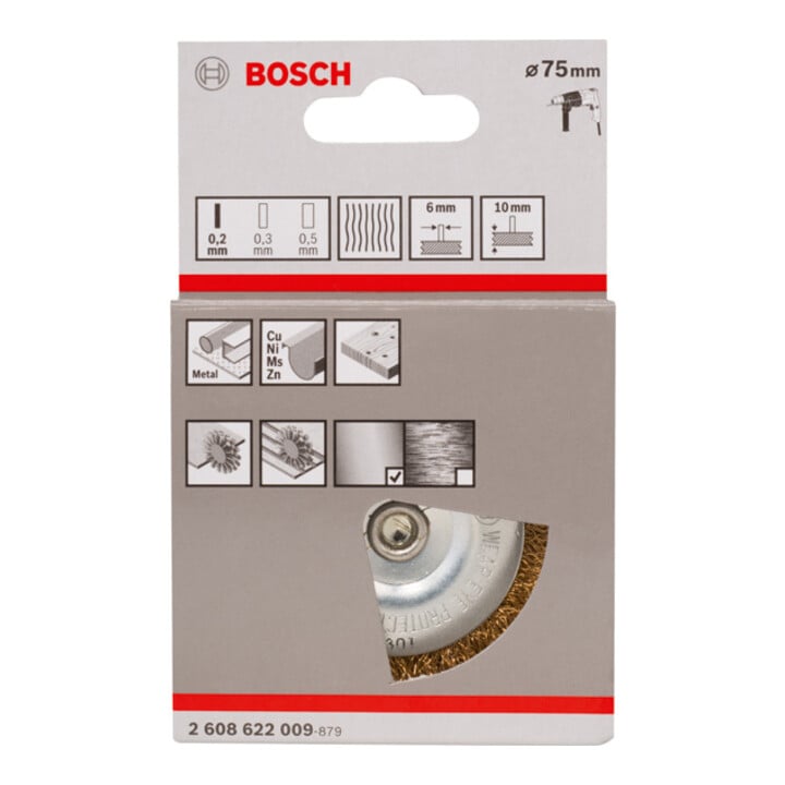 Bosch schijfborstel gegolfd messing 75 mm 0,2 mm 10 mm 4500 tpm