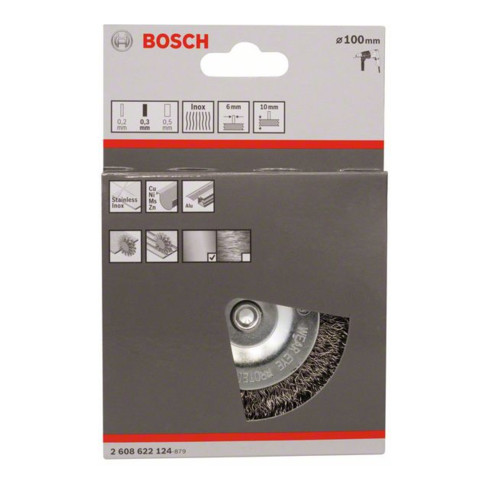 Bosch schijfborstel gegolfd roestvrij 100 mm 0,3 mm 10 mm 4500 tpm