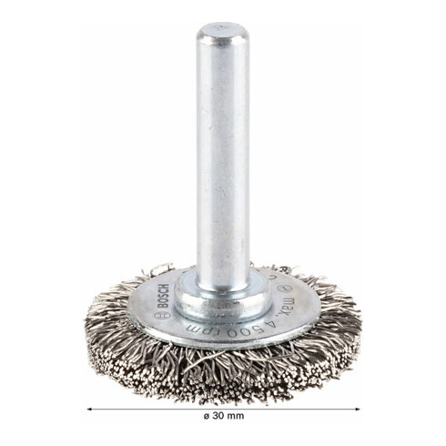 Bosch schijfborstel gegolfd roestvrij 30 mm 0,3 mm 6 mm 4500 tpm