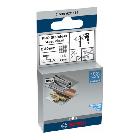 Bosch schijfborstel gegolfd roestvrij 30 mm 0,3 mm 6 mm 4500 tpm