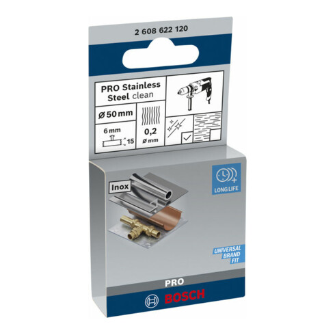 Bosch schijfborstel gegolfd roestvrij 50 mm 0,2 mm 15 mm 4500 tpm