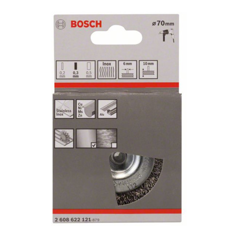 Bosch schijfborstel gegolfd roestvrij 70 mm 0,3 mm 10 mm 4500 tpm