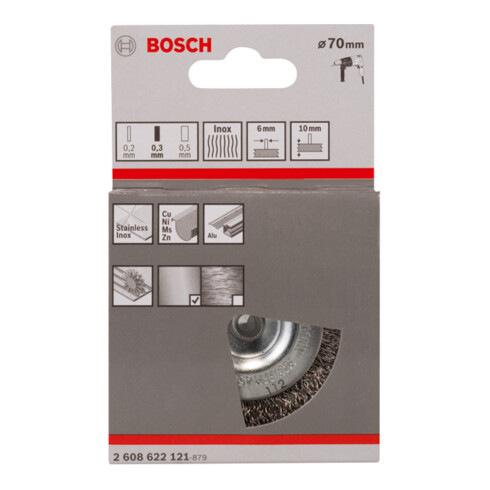 Bosch schijfborstel gegolfd roestvrij 70 mm 0,3 mm 10 mm 4500 tpm