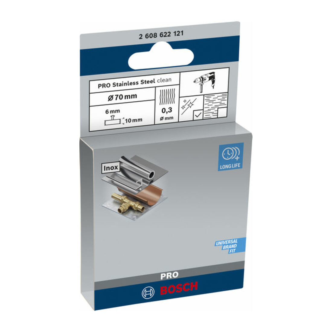 Bosch schijfborstel gegolfd roestvrij 70 mm 0,3 mm 10 mm 4500 tpm