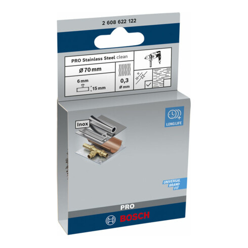 Bosch schijfborstel gegolfd roestvrij 70 mm 0,3 mm 15 mm 4500 tpm