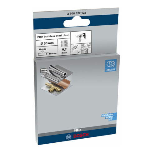 Bosch schijfborstel gegolfd roestvrij 80 mm 0,2 mm 4 mm 4500 tpm
