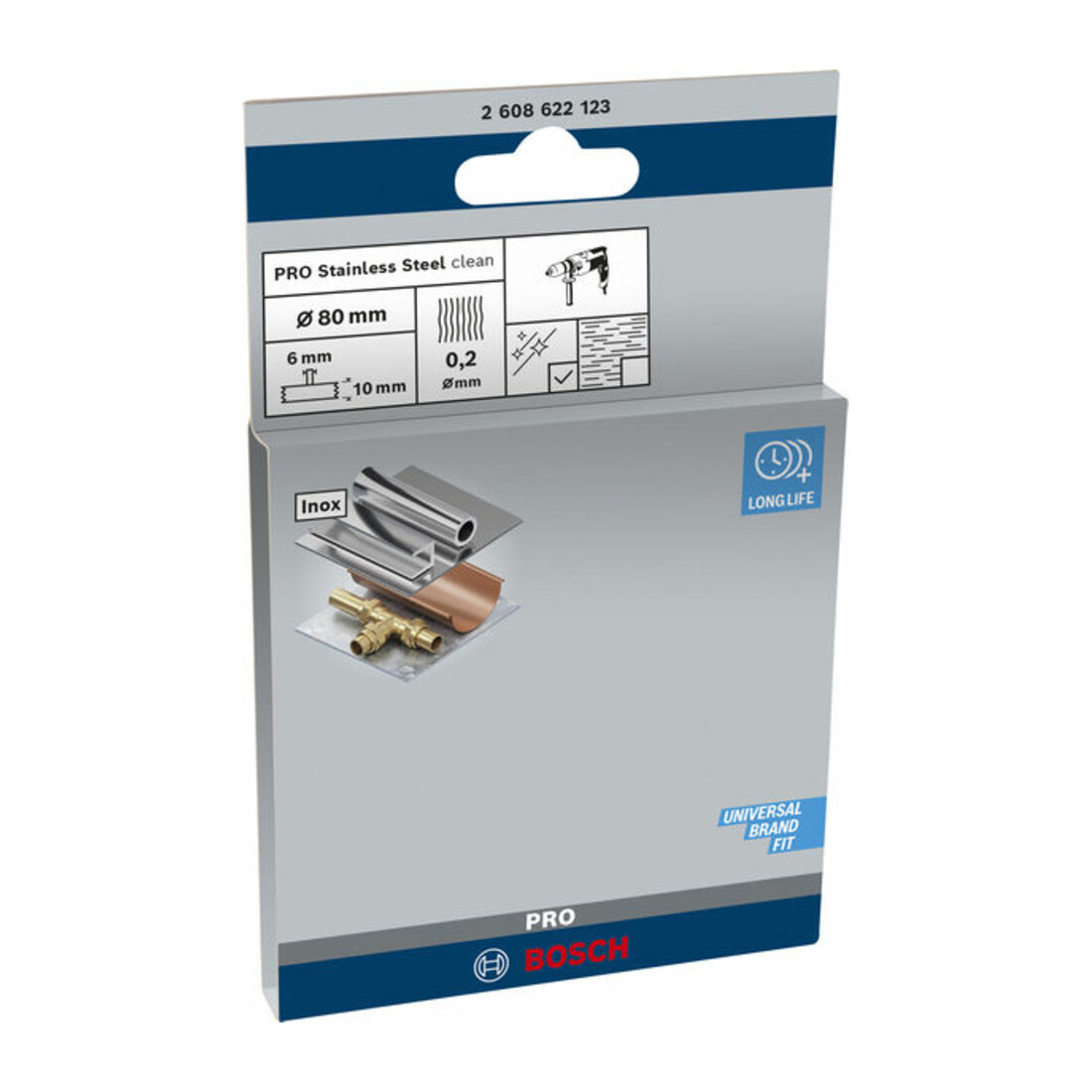 Bosch schijfborstel gegolfd roestvrij 80 mm 0,2 mm 4 mm 4500 tpm