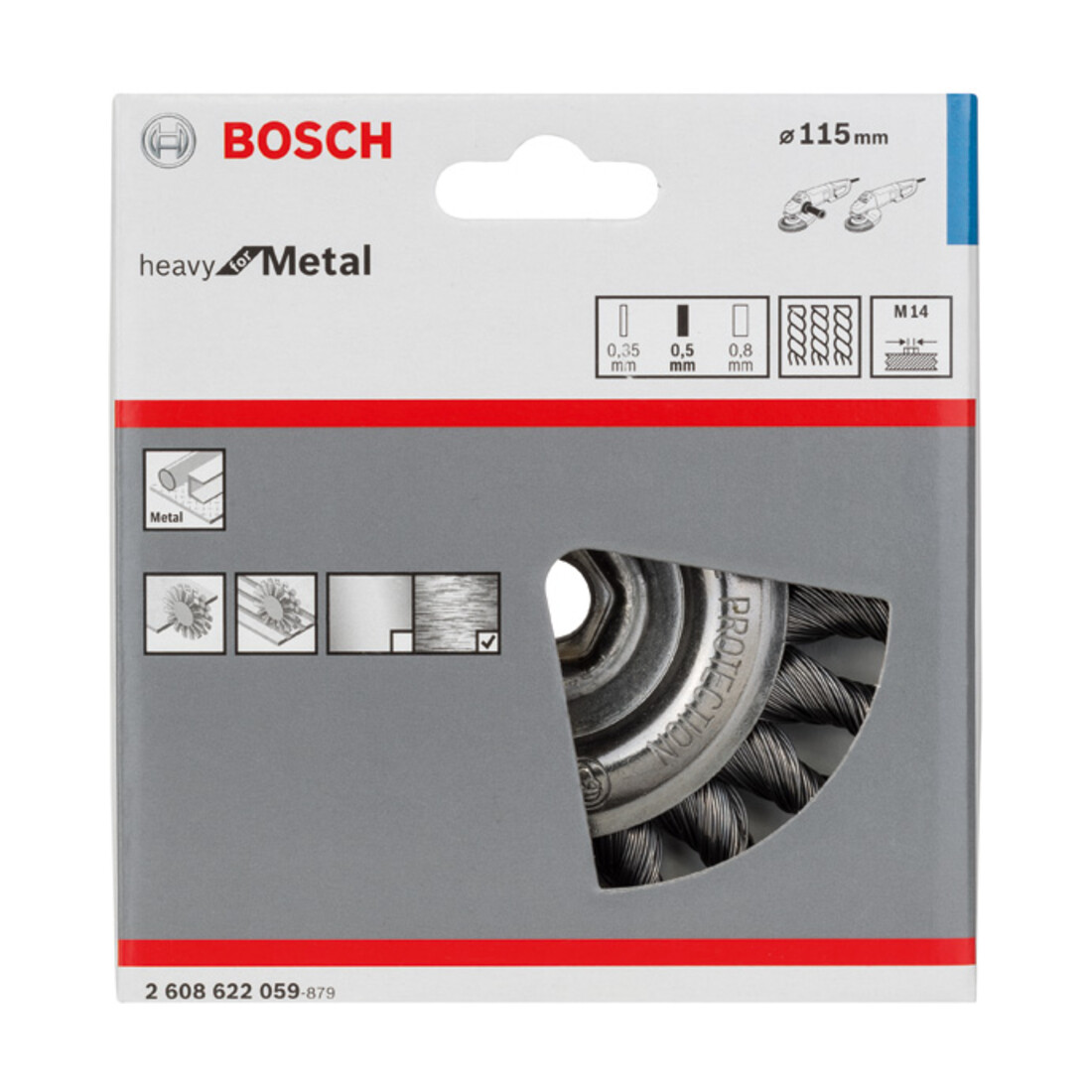 Bosch schijfborstel geknoopt 115 mm 0,5 mm 12 mm 12500 tpm M14