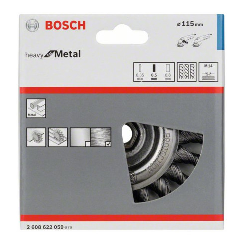 Bosch schijfborstel geknoopt 115 mm 0,5 mm 12 mm 12500 tpm M14