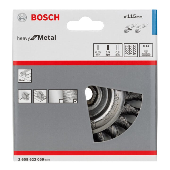 Bosch schijfborstel geknoopt 115 mm 0,5 mm 12 mm 12500 tpm M14