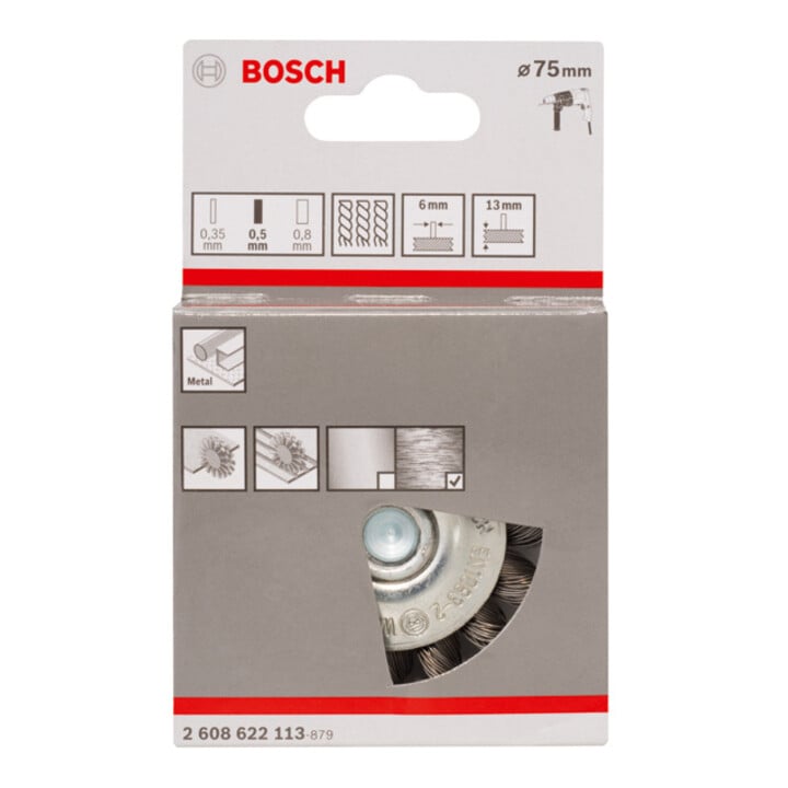 Bosch schijfborstel geknoopt 75 mm 0,5 mm 13 mm 4500 tpm