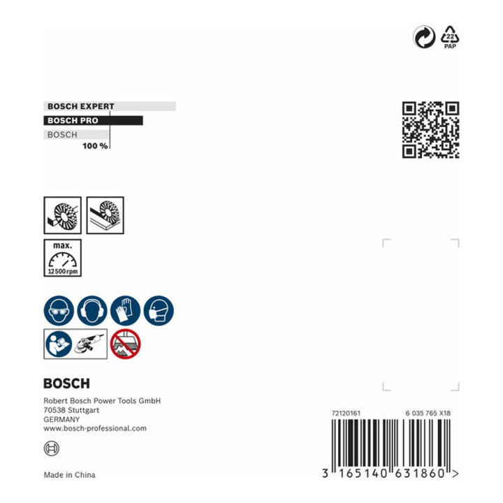 Bosch schijfborstel getordeerd roestvrij 115 mm 0,5 mm 12500 tpm M14