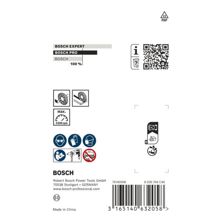 Bosch schijfborstel getordeerd roestvrij 70 mm 0,35 mm 14 mm 4500 tpm