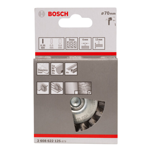 Bosch schijfborstel getordeerd roestvrij 70 mm 0,35 mm 14 mm 4500 tpm