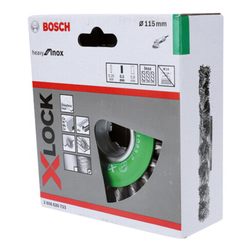 Bosch schijfborstel Heavy for Inox X-LOCK geknoopt roestvrij 115 mm 0,5 mm