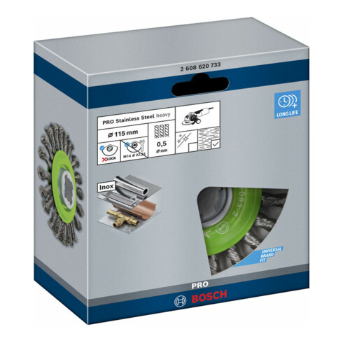 Bosch schijfborstel Heavy for Inox X-LOCK geknoopt roestvrij 115 mm 0,5 mm