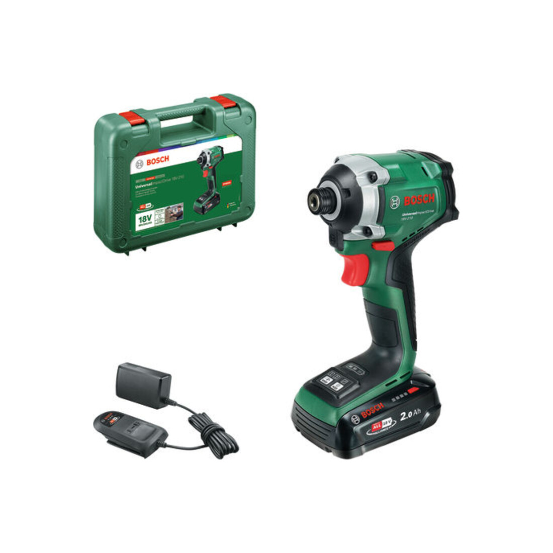 Bosch Schlagschrauber UID 18V-210, 1 x Akku PBA 18V 2.0Ah, Handwerkerkoffer