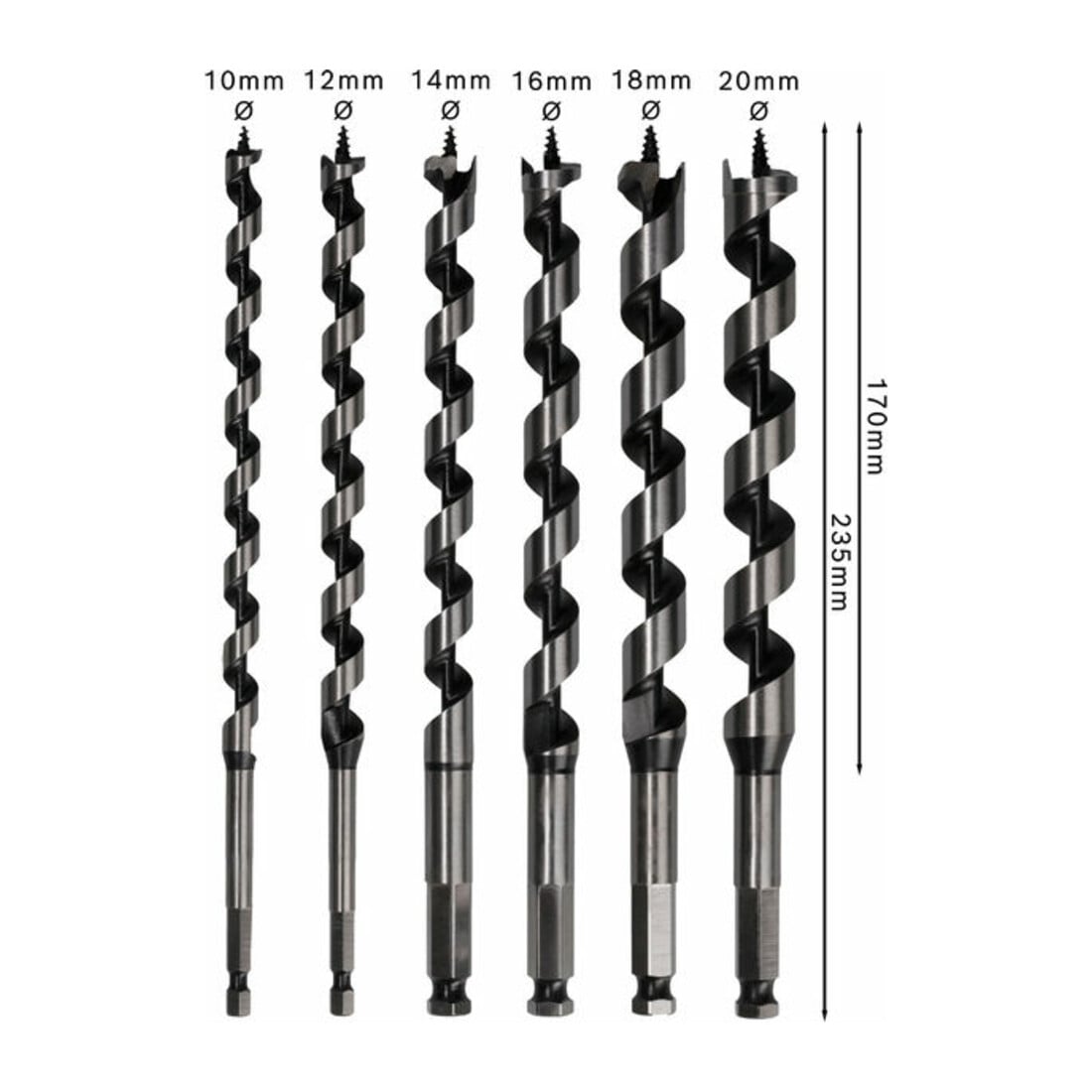 Bosch Schlangenbohrer-Set 6-teilig 10 - 20 mm 160 mm 235 mm